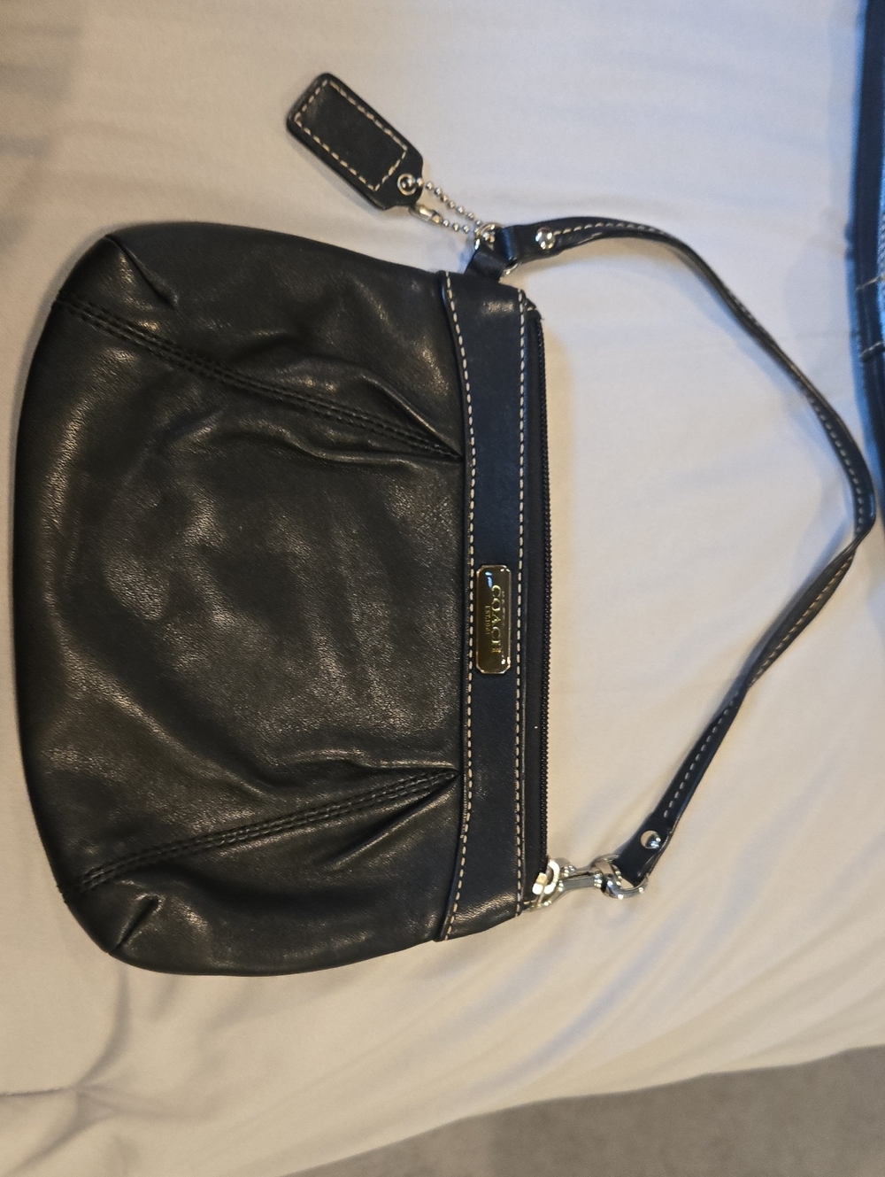 Coach Black Leather Pleated Wristlet Vintage